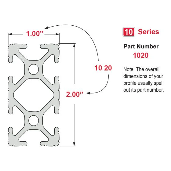 80/20 | 10 Series 1.00 in X 2.00 in T-Slotted Profile - Six Open T-Slots | 1020-242 - Image 3