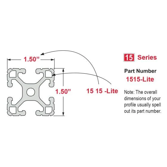 80/20 | 15 Series 1.50 in x 1.50 in Lite Smooth T-Slotted Profile - Four Open T-Slots | 1515-LS-242 - Image 6