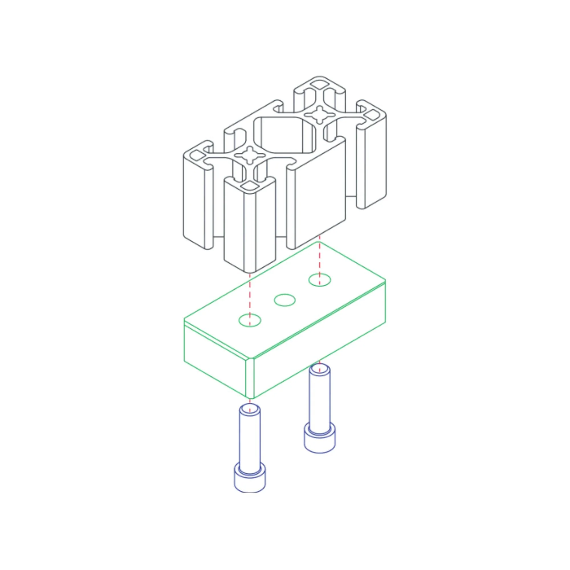 80/20 | 10 Series 3 Hole - Center Tap Base Plate: 1.00 x 2.00in with 1/4-20 Tap | 2128 - Image 3