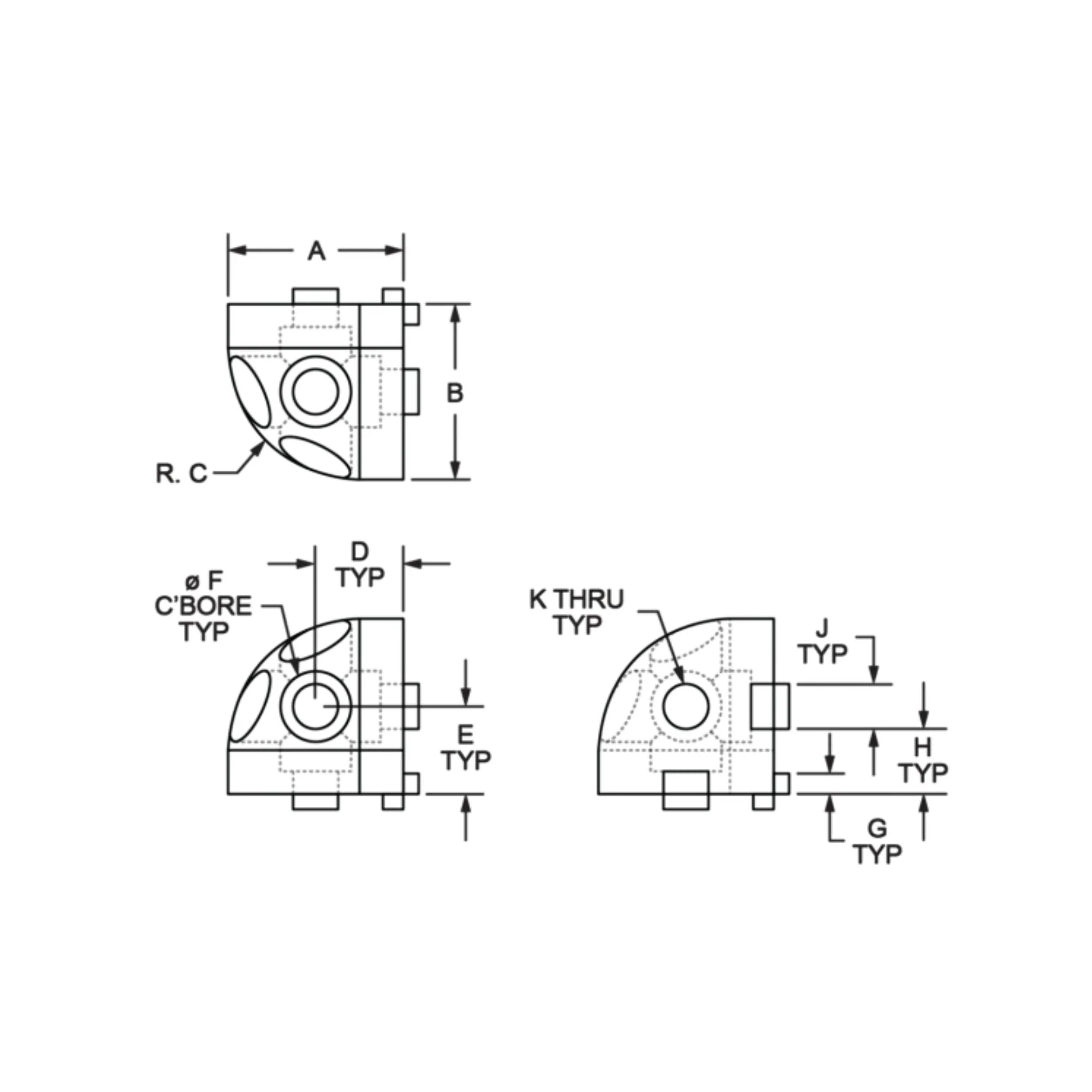 80/20 | 10 Series 3 Way - Rounded Corner Connector | 4041 - Image 2