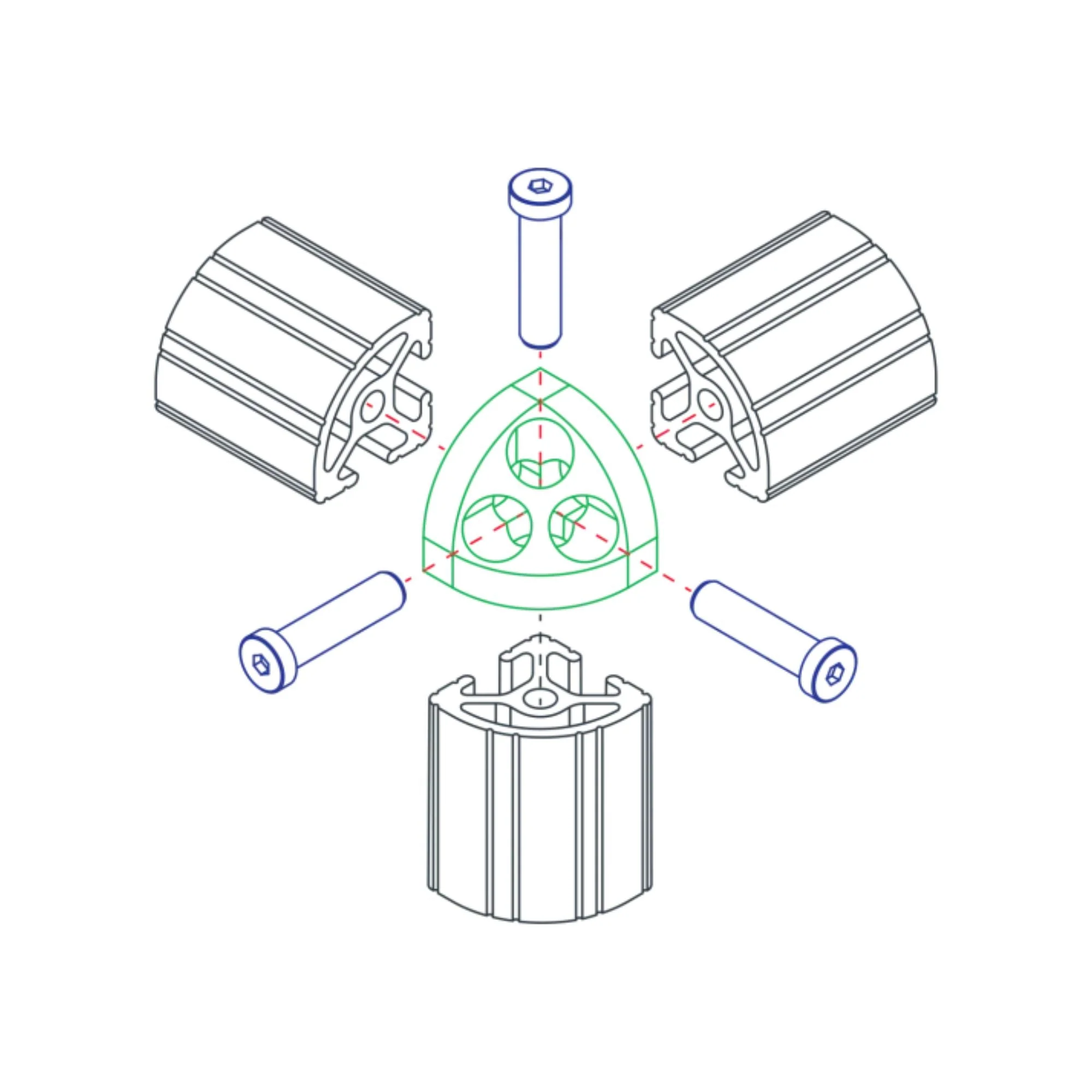 80/20 | 10 Series 3 Way - Rounded Corner Connector | 4041 - Image 3