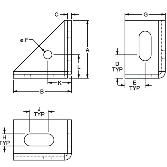 80/20 | 15 & 40 Series 2 Hole - Inside Corner Bracket with Single Support | 14120 - Image 2