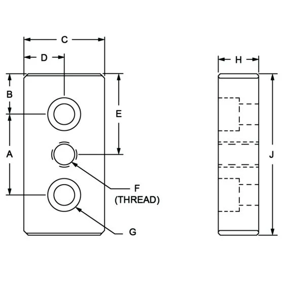 80/20 | 15 Series 3 Hole - Center Tap Base Plate: 1.50 x 3.00 in w/ 3/8-16 Tap | 2130 - Image 2