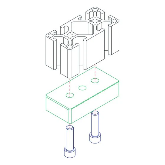 80/20 | 15 Series 3 Hole - Center Tap Base Plate: 1.50 x 3.00 in w/ 3/8-16 Tap | 2130 - Image 3