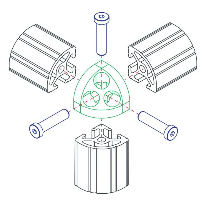 80/20 | 15 Series 3 Way - Rounded Corner Connector | 4441 - Image 2