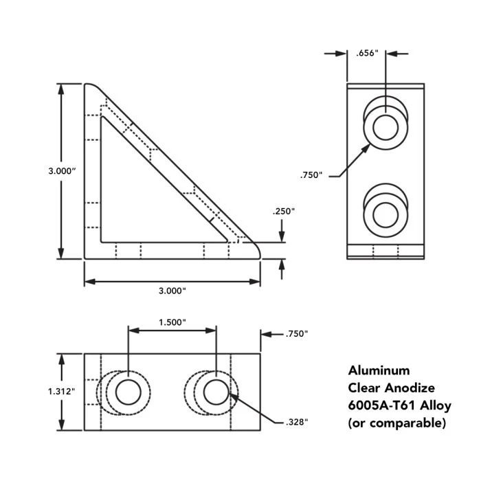 80/20 | 15 Series & Ready Tube 4 Hole - Tall Gusseted Inside Corner Bracket | 4336 - Image 2