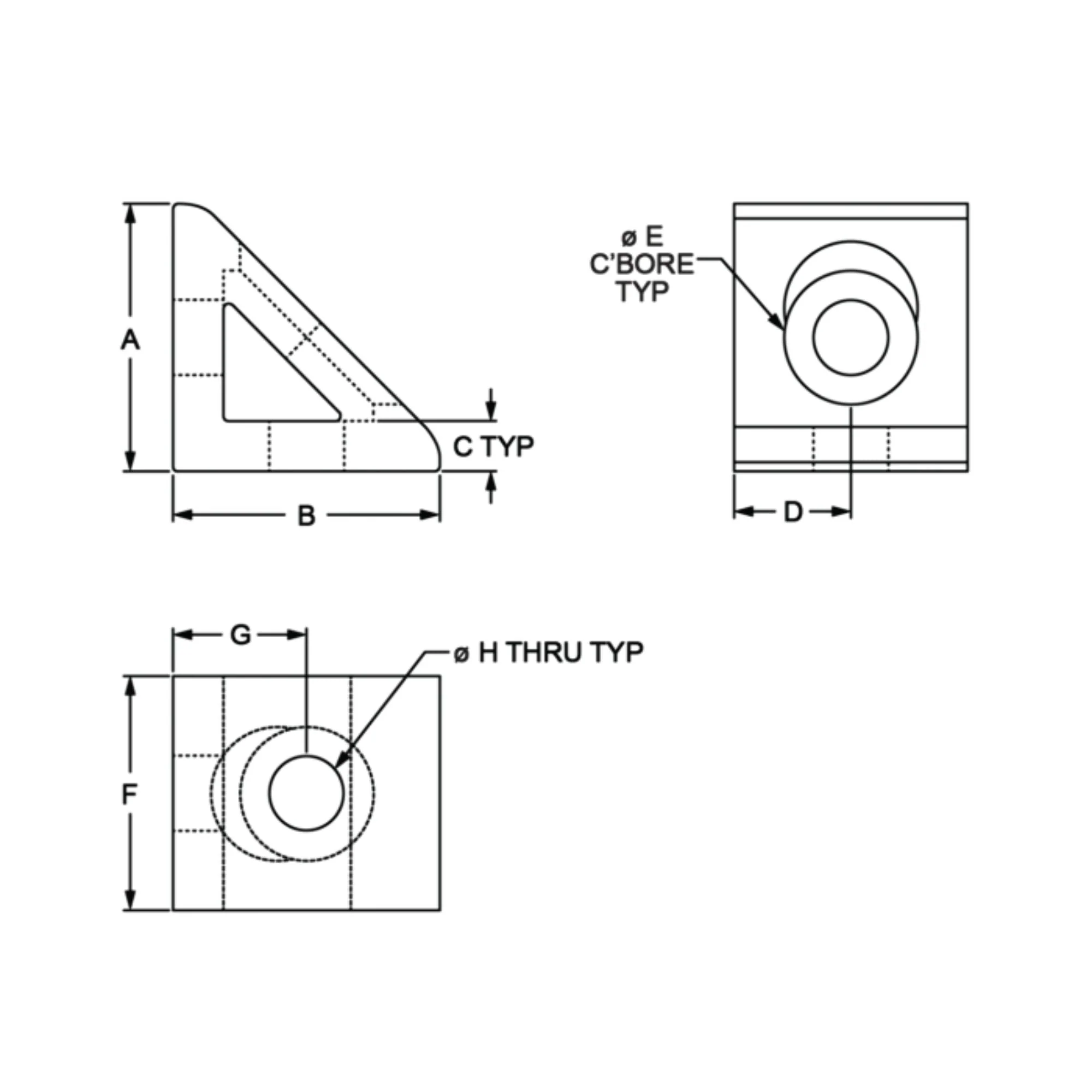 80/20 | 25 Series 2 Hole Inside Corner Gusset | 25-4132 - Image 2
