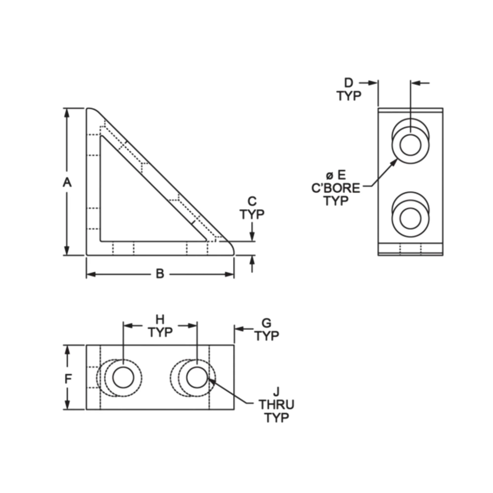 80/20 | 25 Series 4 Hole Inside Gusset Corner Bracket | 25-4136 - Image 3