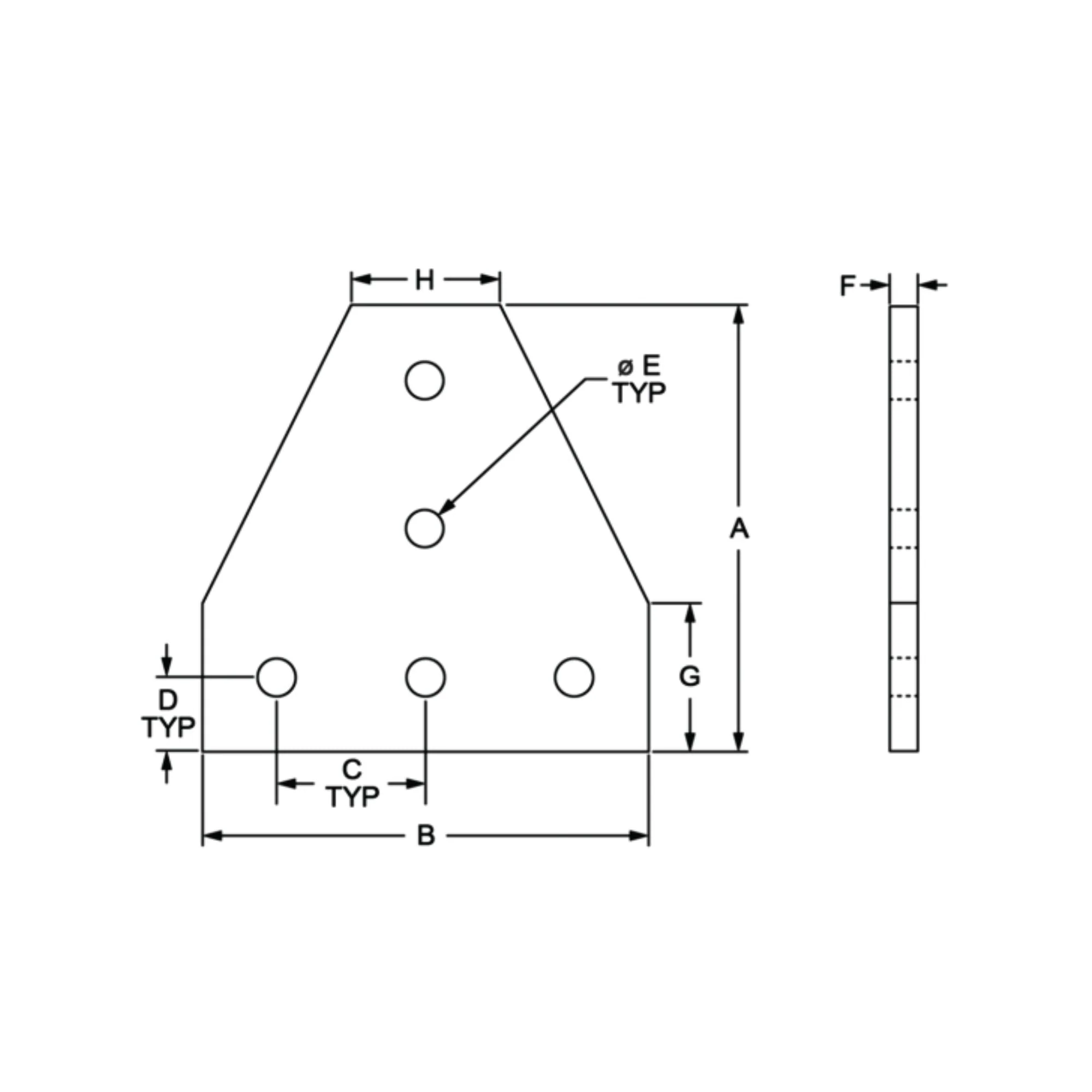 80/20 | 25 Series 5 Hole Tee Joining Plate | 25-4140 - Image 3
