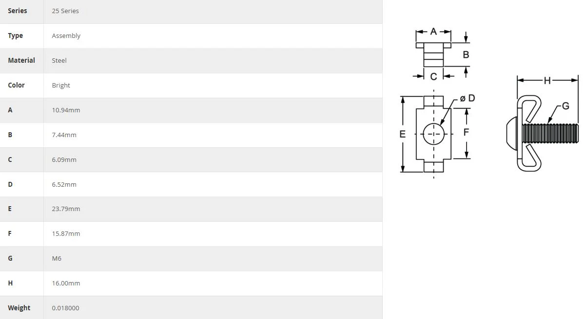 80/20 | 25S M6X1 End Fastener w/Screw | 25-3895 - Image 2