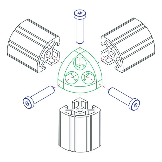 80/20 | 40 Series 3 Way - Rounded Corner Connector | 40-4443 - Image 4