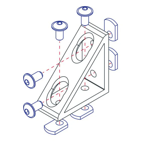 80/20 | 40 Series 4 Hole - Tall Gusseted Inside Corner Bracket | 40-4336 - Image 4