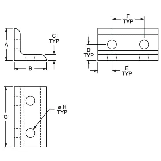 80/20 | 40 Series 4 Hole - Wide Inside Corner Bracket | 40-4303 - Image 2
