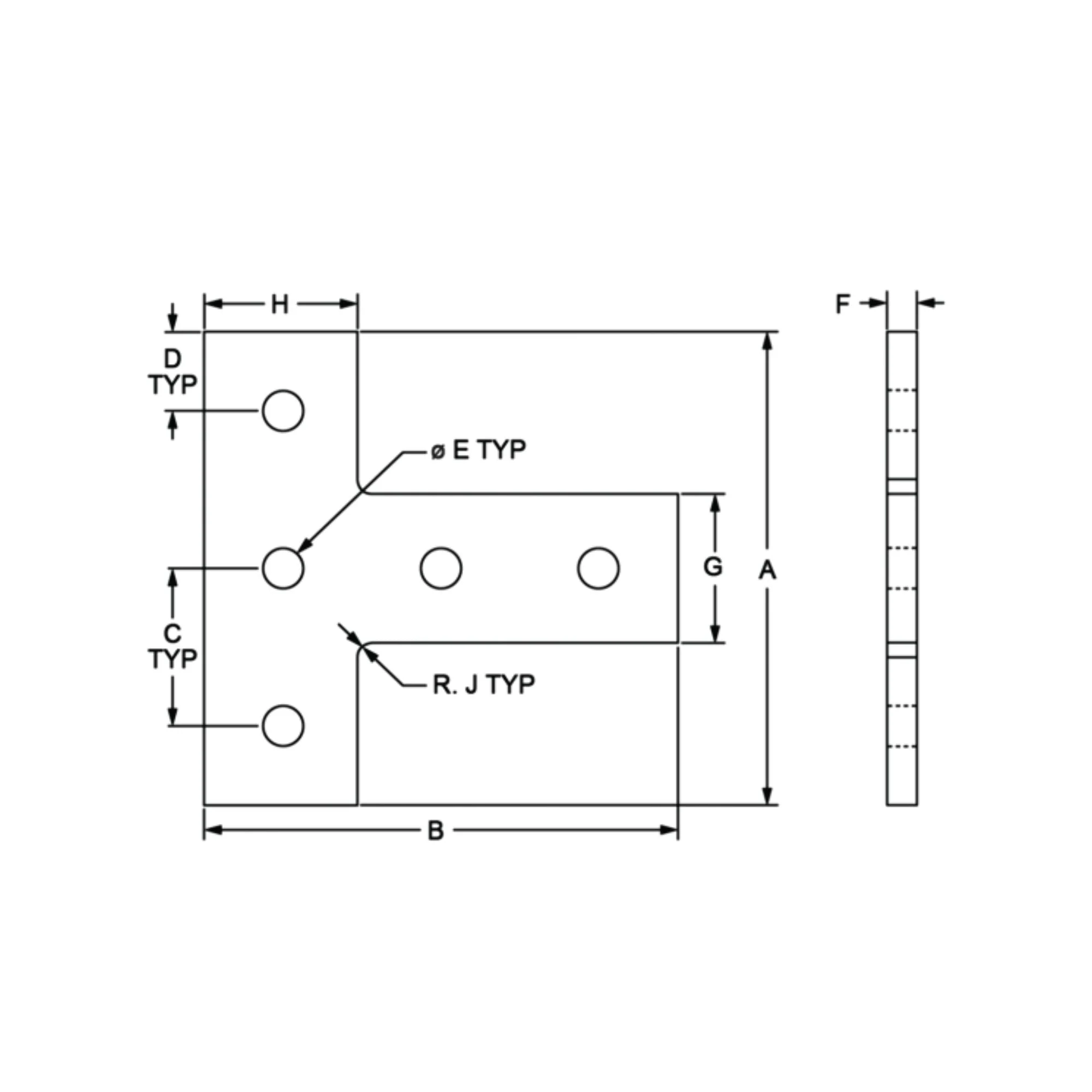 80/20 | 40 Series 5 Hole T Flat Plate | 40-4480 - Image 3