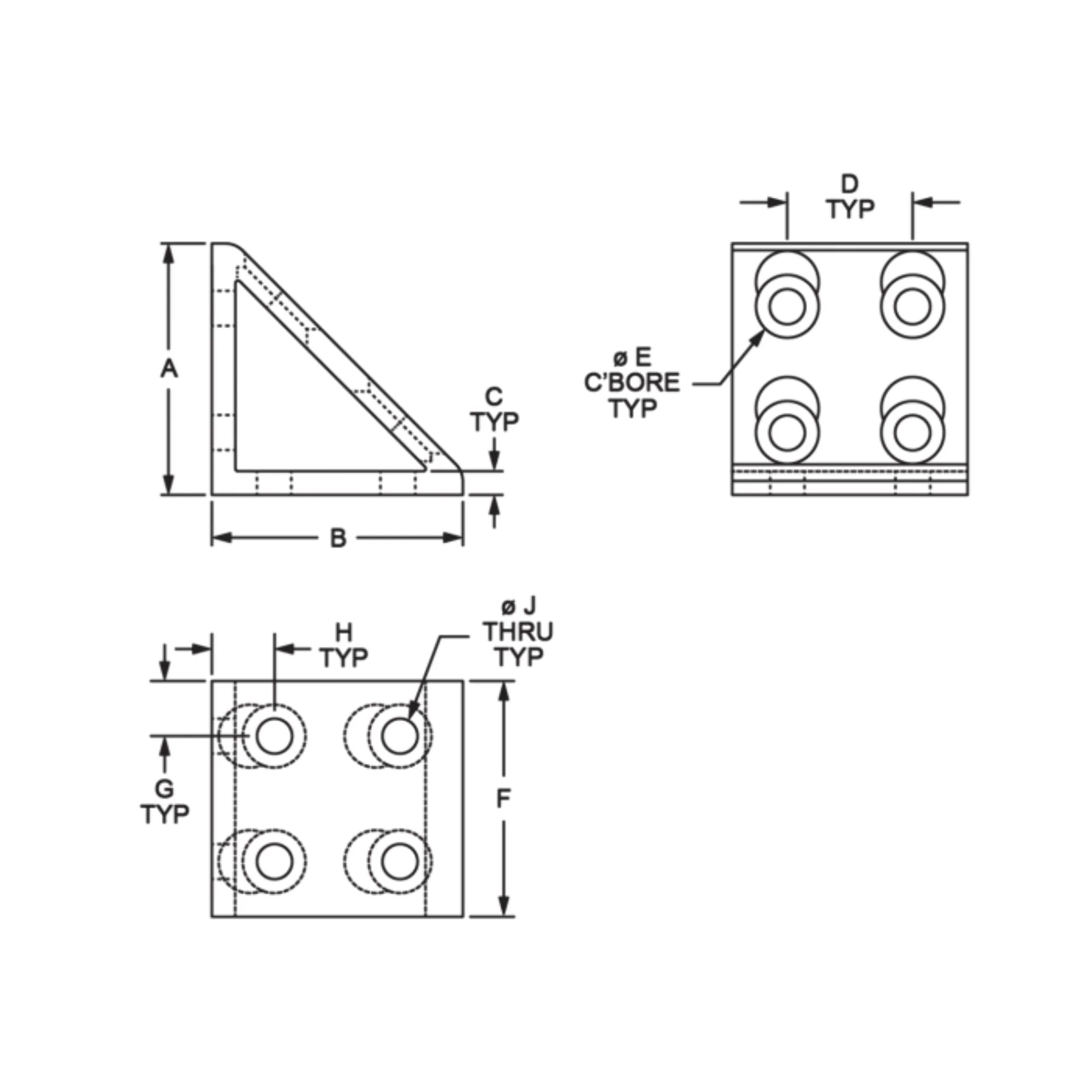 80/20 | 40 Series 8 Hole - Gusseted Inside Corner Bracket | 40-4338 - Image 2
