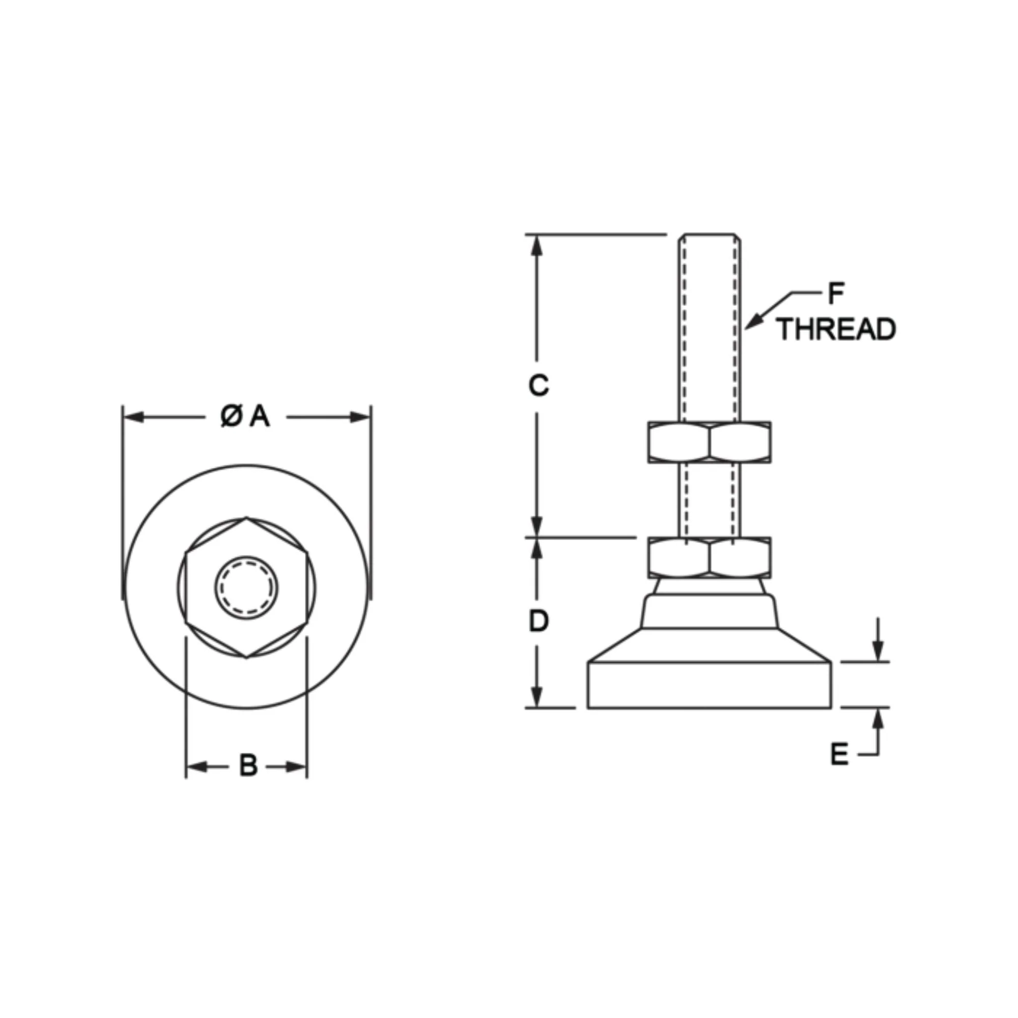 80/20 | 10 & 15 Series Deluxe Leveling Foot: 5/16-18 x 2.000 in | 2194 - Image 2
