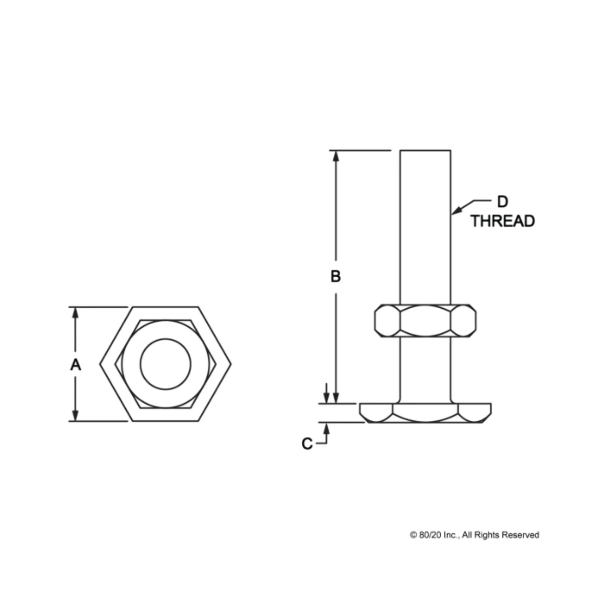 80/20 | 10 Series Economy Leveling Foot: 5/16-18 x 1.500 in | 2195 - Image 2