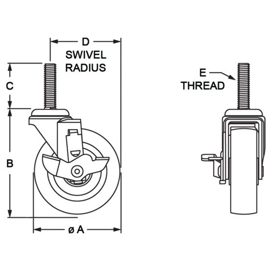80/20 | 15 Series Threaded Stem Swivel Caster 3/8-16 x 1.5 in | 2300 - Image 2