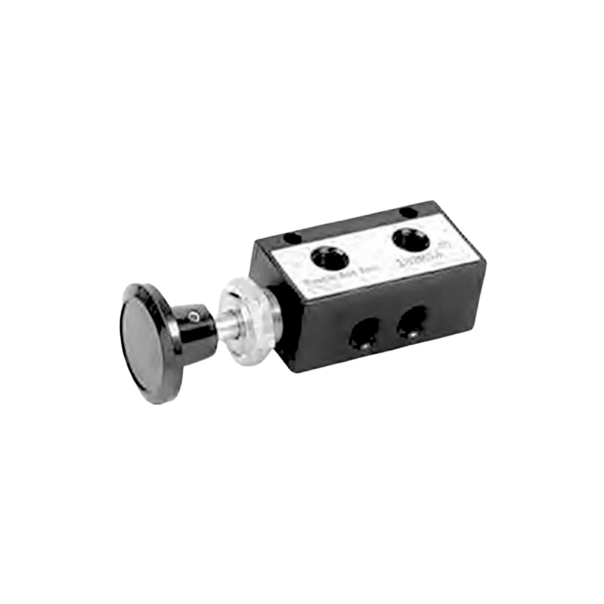 Fabco | 4-way (5/2) Door-Mount Push-Button Manually-Actuated Pneumatic Directional Control Valve - Black Phenolic Button - Detented | 14PMD-4