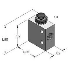 Humphrey | TAC 3/2 Push Button Valve, 1/8 in NPTF | 31P - Image 2