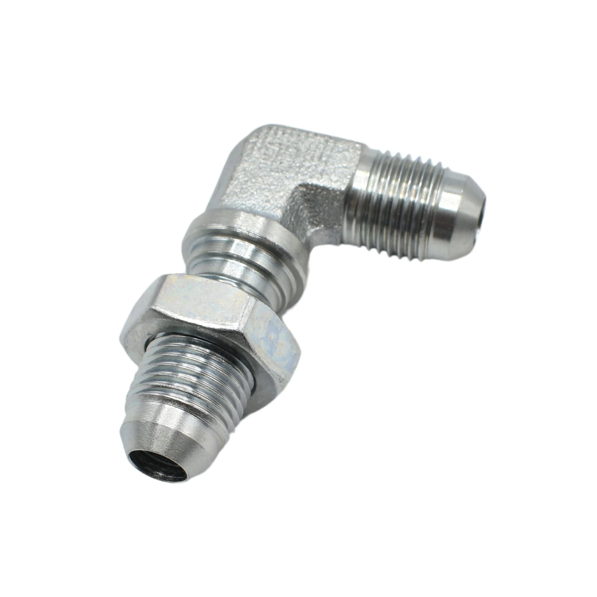 Hydraulic | 06MJ-06MJ Bulkhead 90deg Elb FG Adapter | 2701-LN-06-06-FG