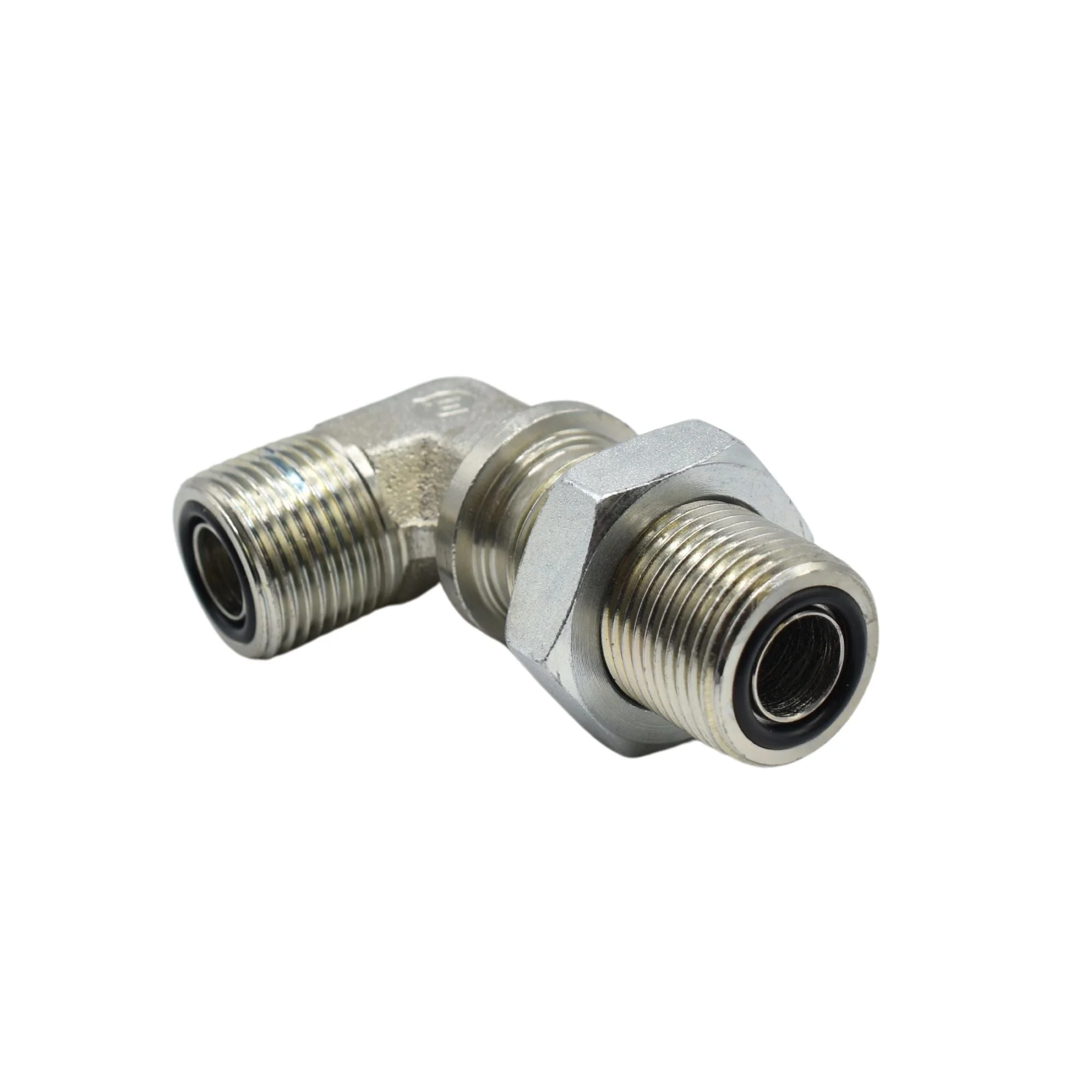 Hydraulic | 08MFS-08MFS Blkhd w/Lock-nut 90deg Elb Forg Adapter | FS2701-LN-08-08-FG - Image 2