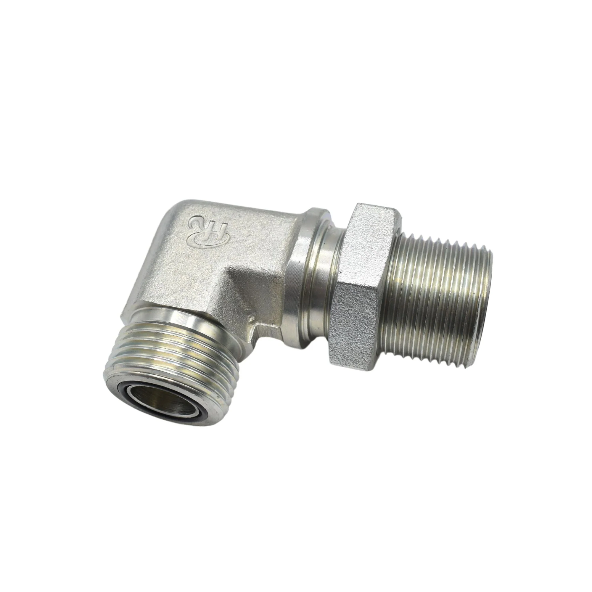Hydraulic | 12MFS-12MFS Blkhd w/Lock-nut 90deg Elb Forg Adapter | FS2701-LN-12-12-FG