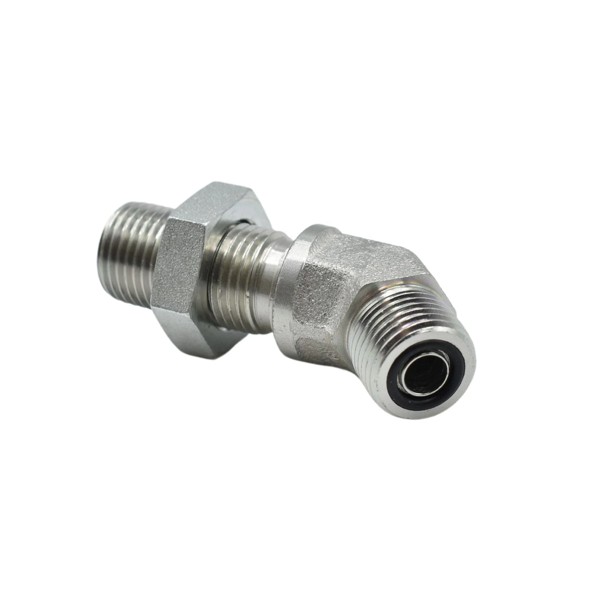 Hydraulics |06MFS-06MFS Bulkhead 45deg Elb Forg w/Locknut Adapter | FS2702-LN-06-06-FG