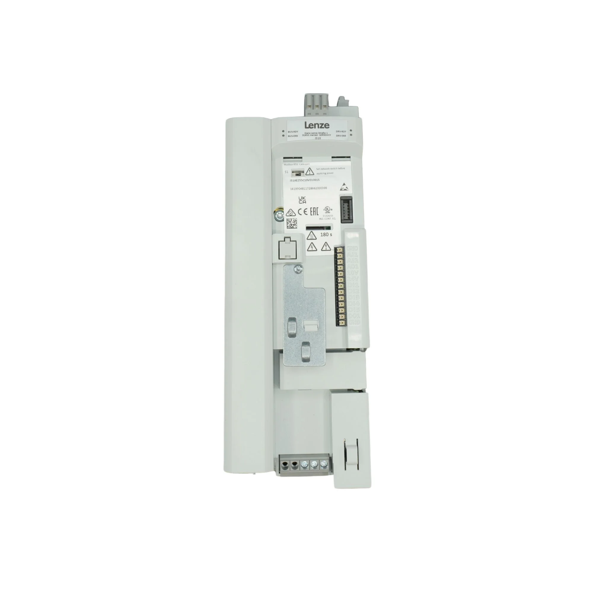 Lenze | i510 Cabinet VFD 7.5 HP 3ph 240V CAN/Modbus IP20 | I51AE255C10V01001S