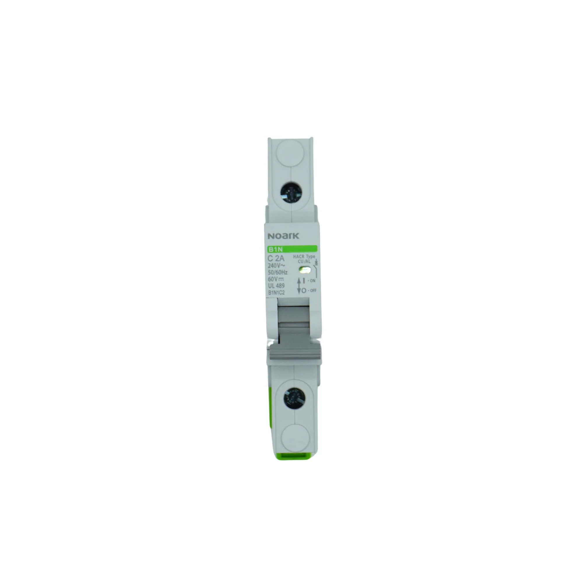 Noark | Mini Circuit Breaker, 1P, C-Curve, 2A, UL489, 240VAC/60VDC, 10 kA, Box Lug | B1N1C2