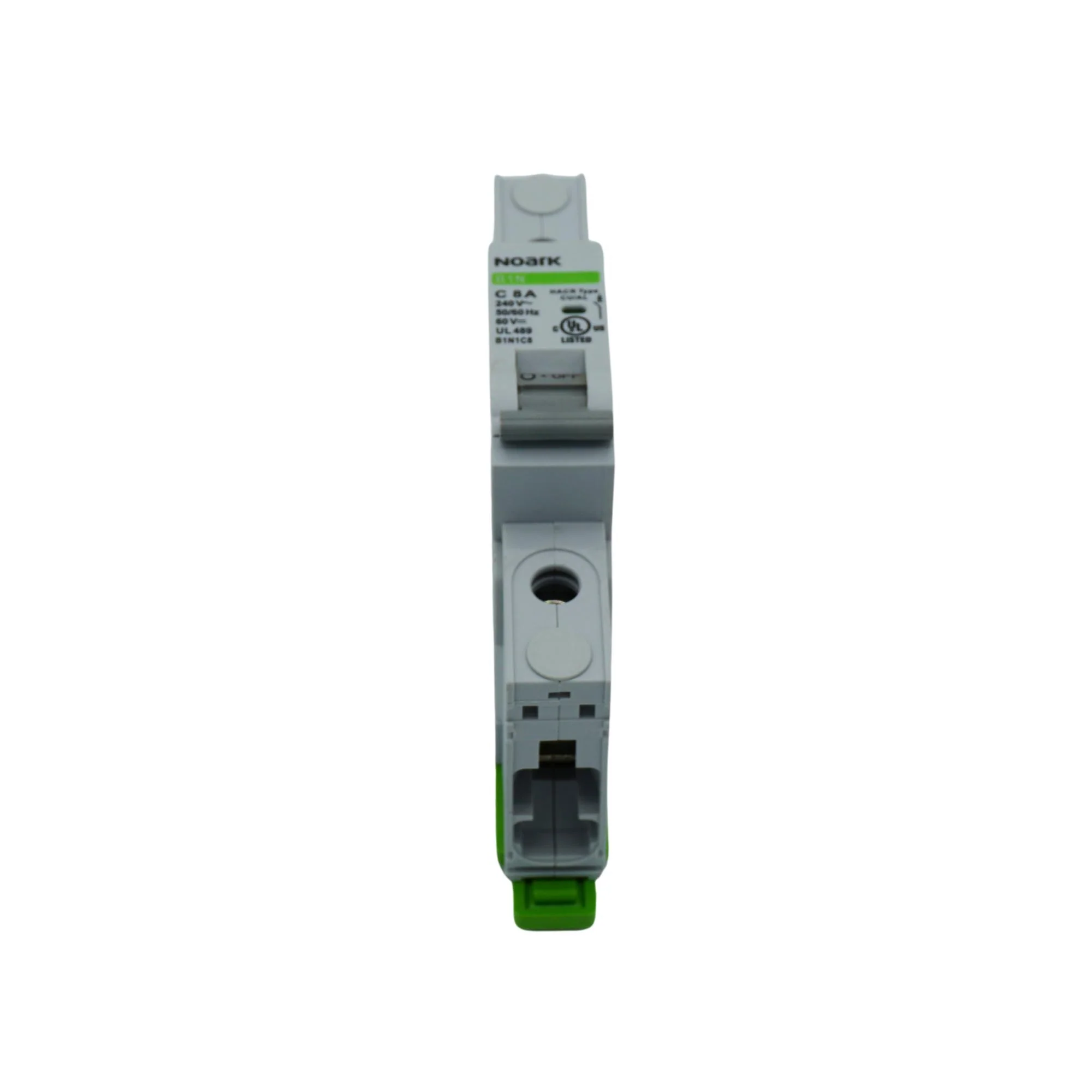 Noark | Mini Circuit Breaker, 1P, C-Curve, 8A, UL489, 240VAC/60VDC, 10 kA, Box Lug | B1N1C8