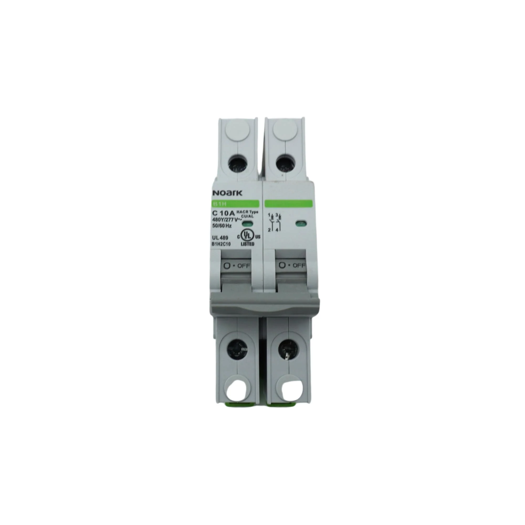 Noark | Mini Circuit Breaker 2P, C-Curve, 10A, UL489, 480Y/277VAC, 10 kA | B1H2C10