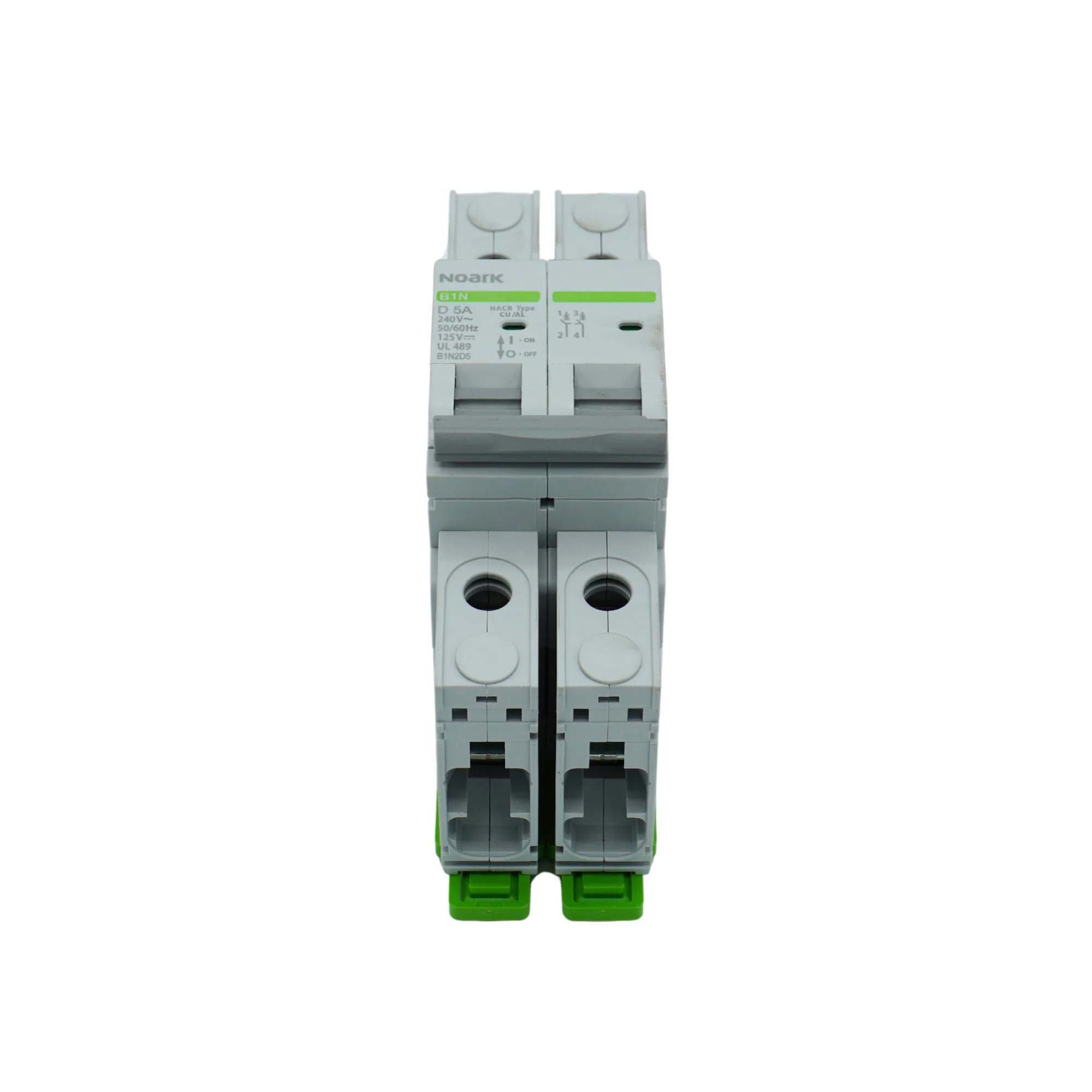 Noark | Mini Circuit Breaker, 2P, D-Curve, 5A, UL489, 240VAC/125VDC, 10 kA, Box Lug | B1N2D5 - Image 2