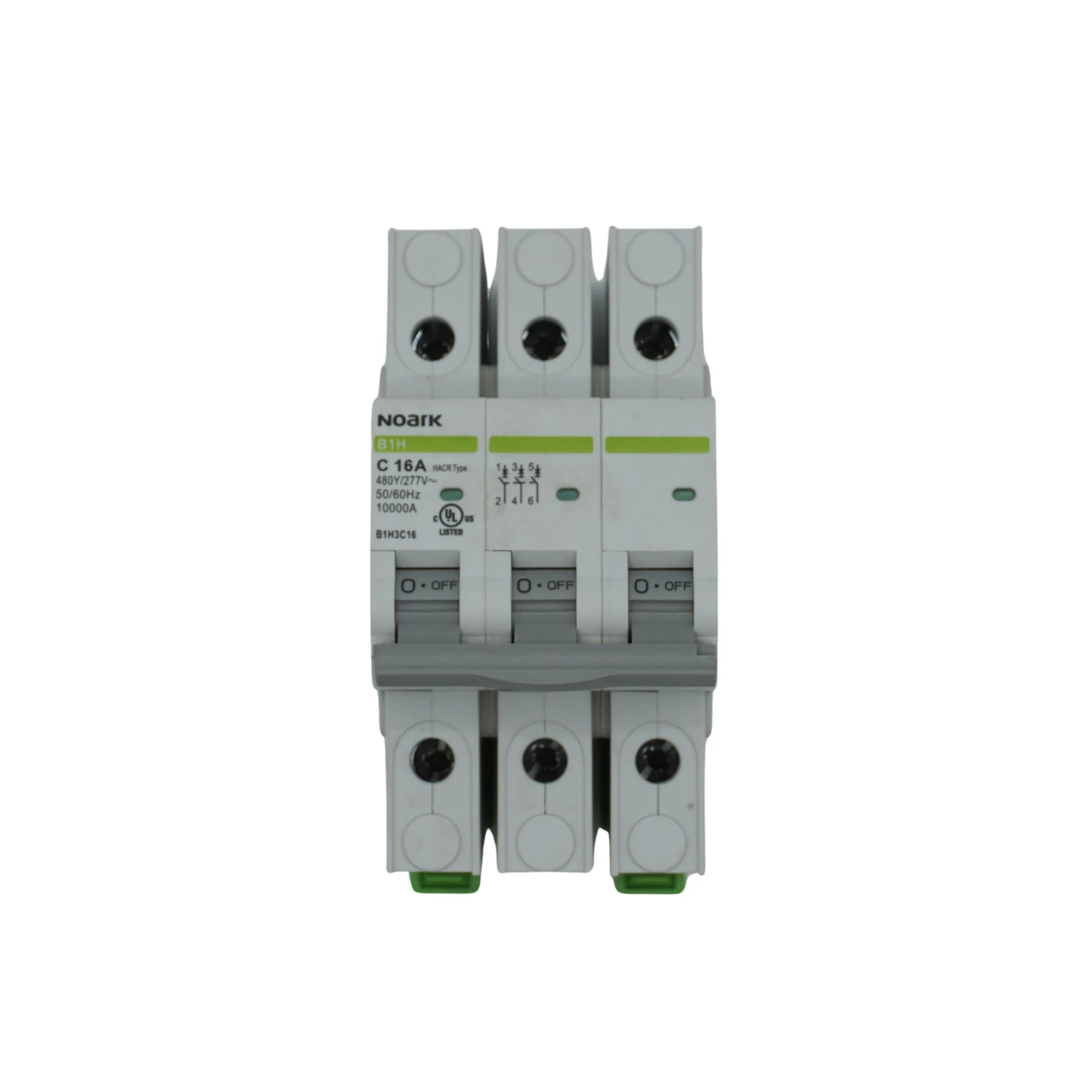 Noark | Mini Circuit Breaker, 3P, 16A, UL489, C-Curve, 480Y/277VAC, 10kA | B1H3C16