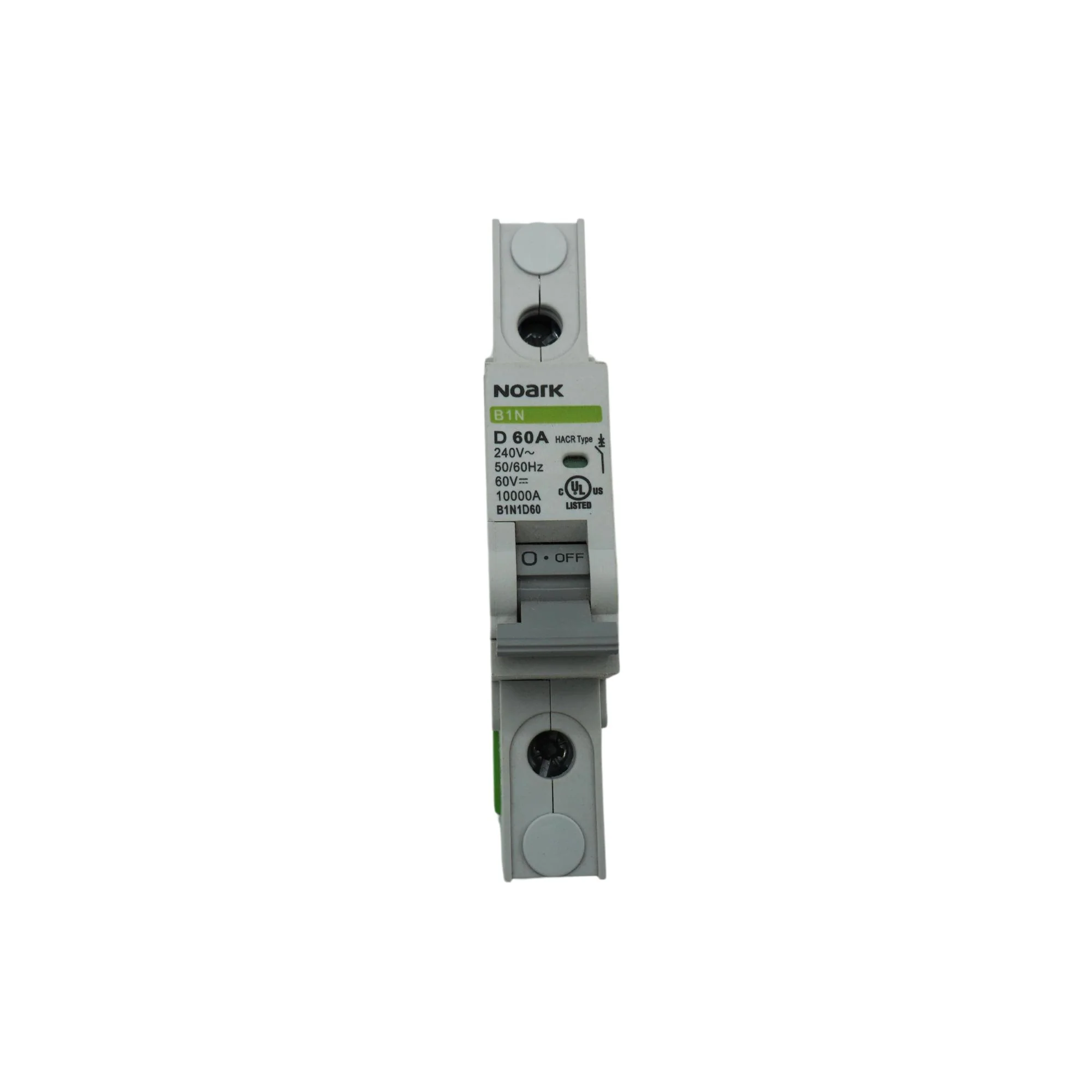 Noark | Mini Circuit Breaker, 1P, D-Curve, 60A, UL489, 240VAC/60VDC, 10 kA, Box Lug | B1N1D60