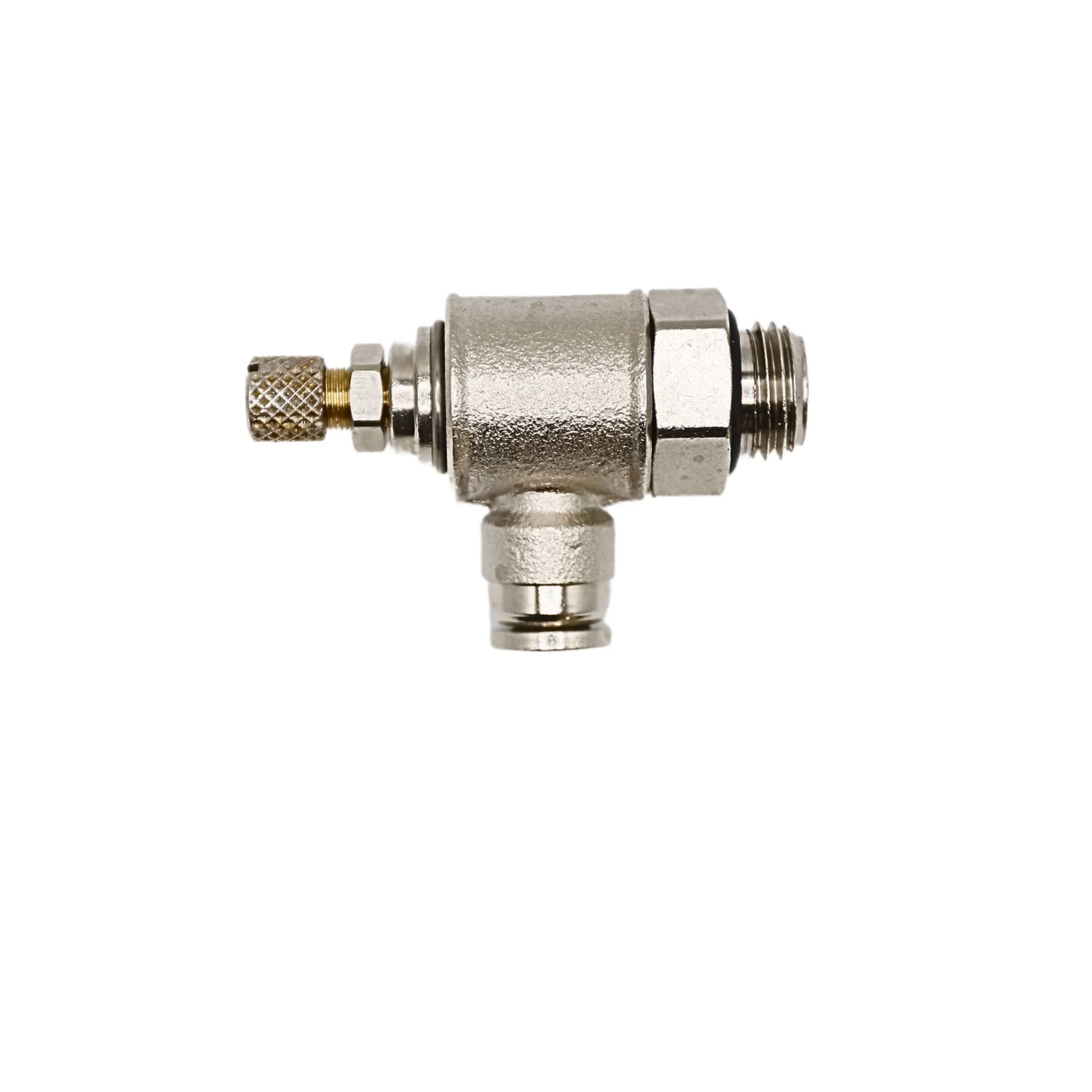 Numatics | Aventics NP Brass Flow control 6mm Tube 1/8 in MNPT meter out-Knob Adj | NWB139C-006-021