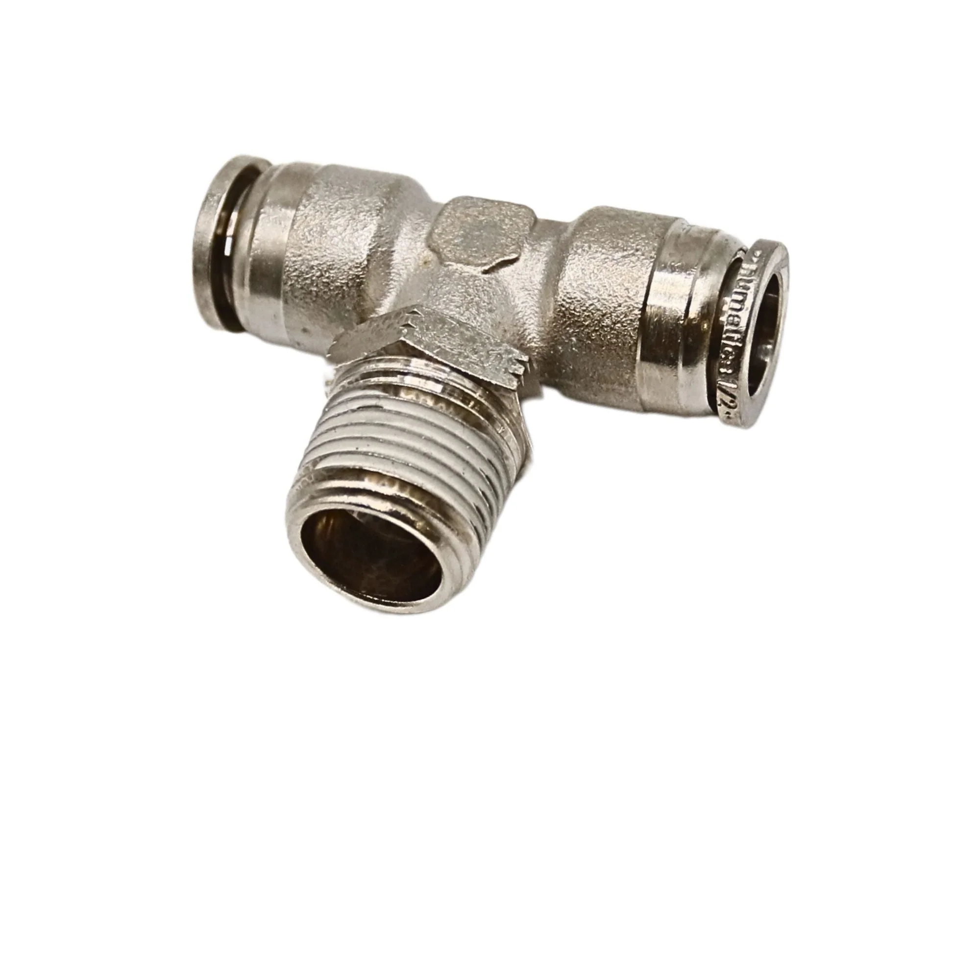 Numatics | Aventics NP Brass Push-in fitting 1/2 in Tube 1/2 in MNPT Swivel branch tee | INB114-102-023 - Image 2