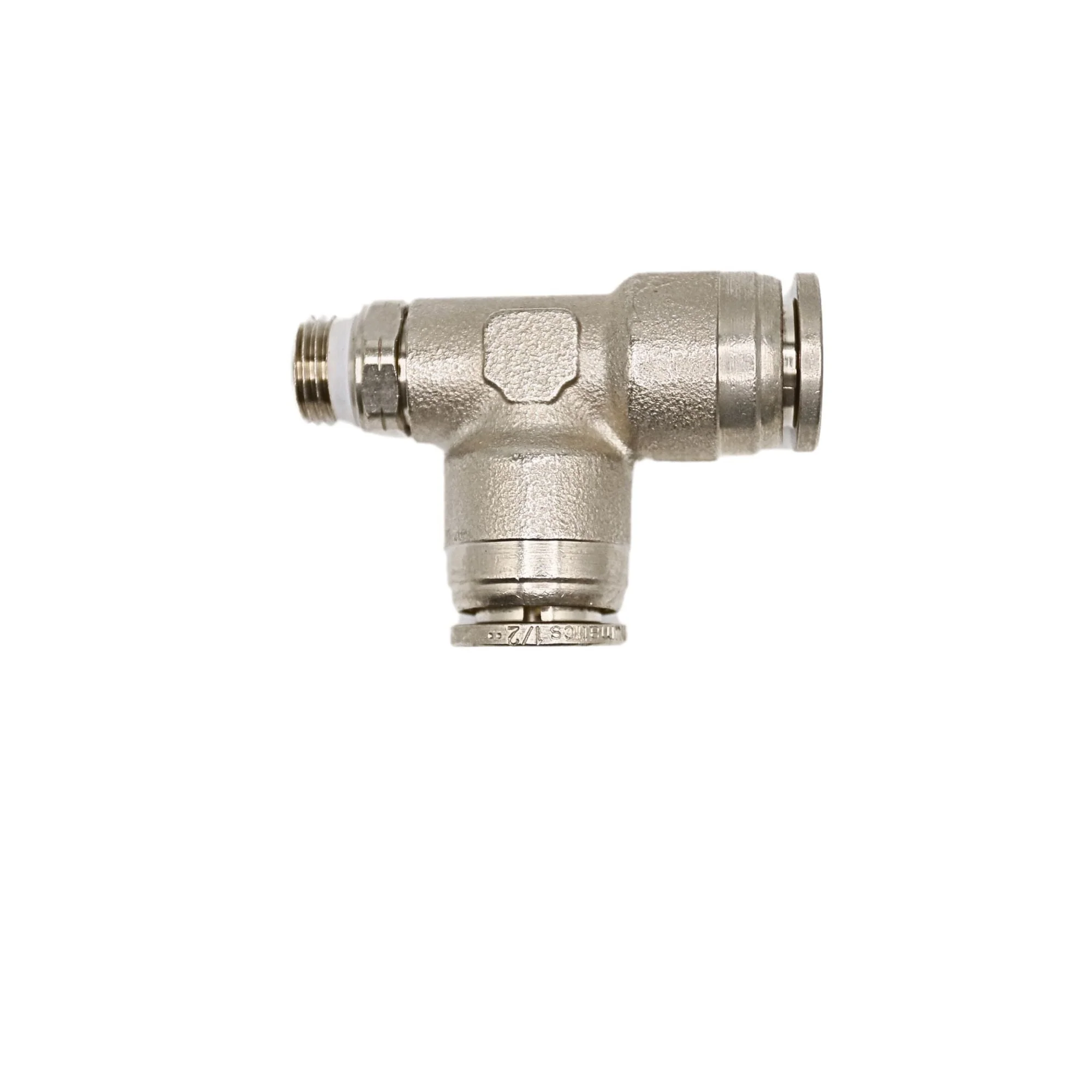 Numatics | Aventics NP Brass Push-in fitting 1/2 in Tube 1/4 in MNPT Swivel run tee | INWB116-102-021