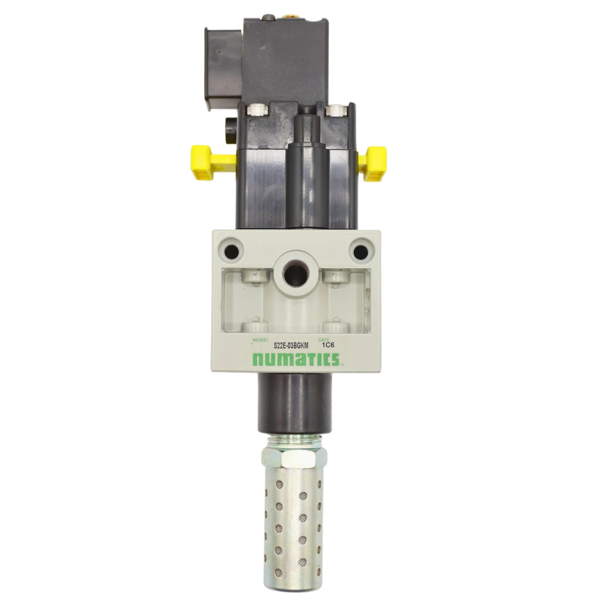 Numatics | Aventics Solenoid Air Pilot Valve w/ Muffler/Gauge, 3/8 in + 1/2 in FNPT, 24VDC | S22E-03BGKM - Image 4
