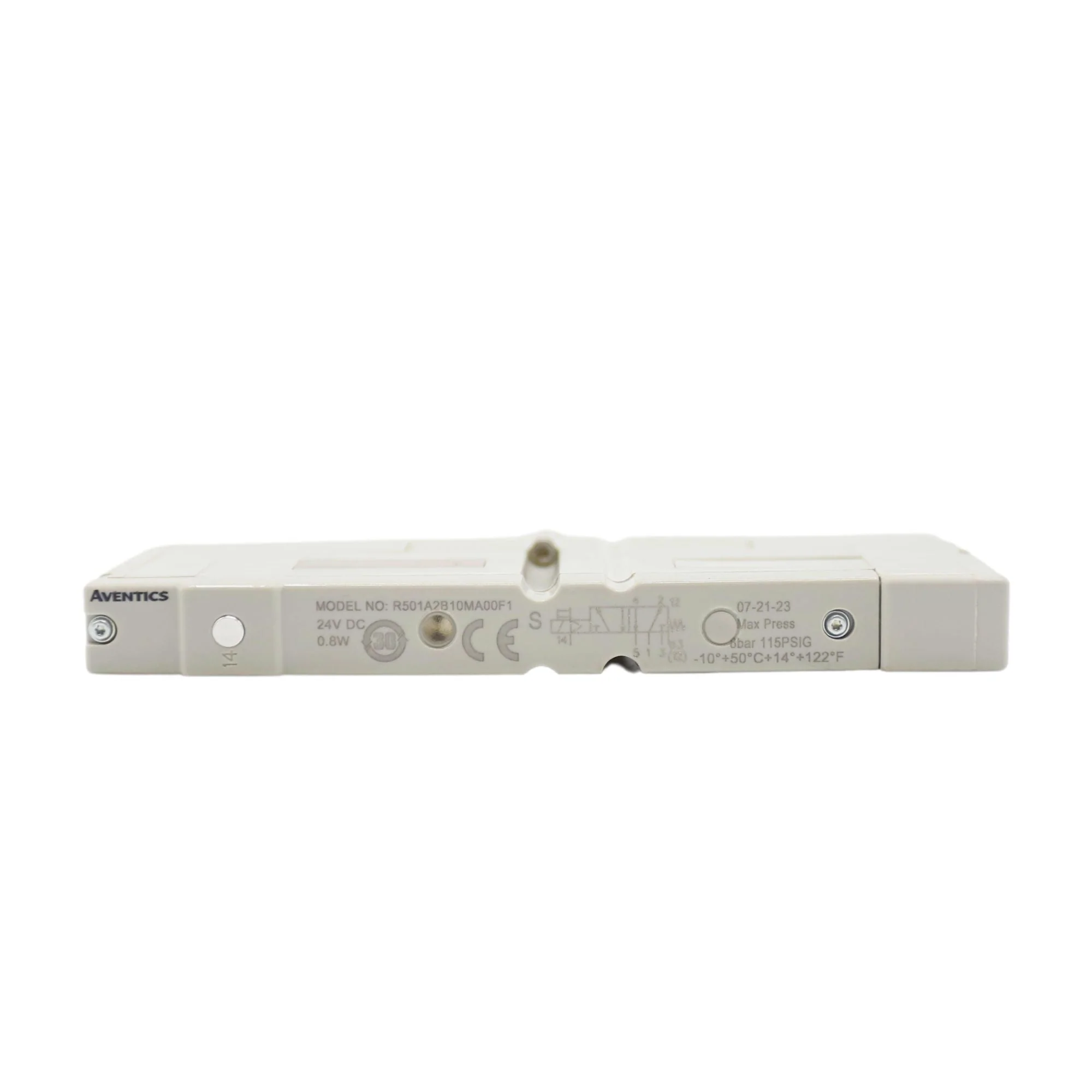 Numatics | Aventics Solenoid Pilot Valve 501 Series 4/2 SPR RTN 24VDC, FL Non LK Override | R501A2B10MA00F1