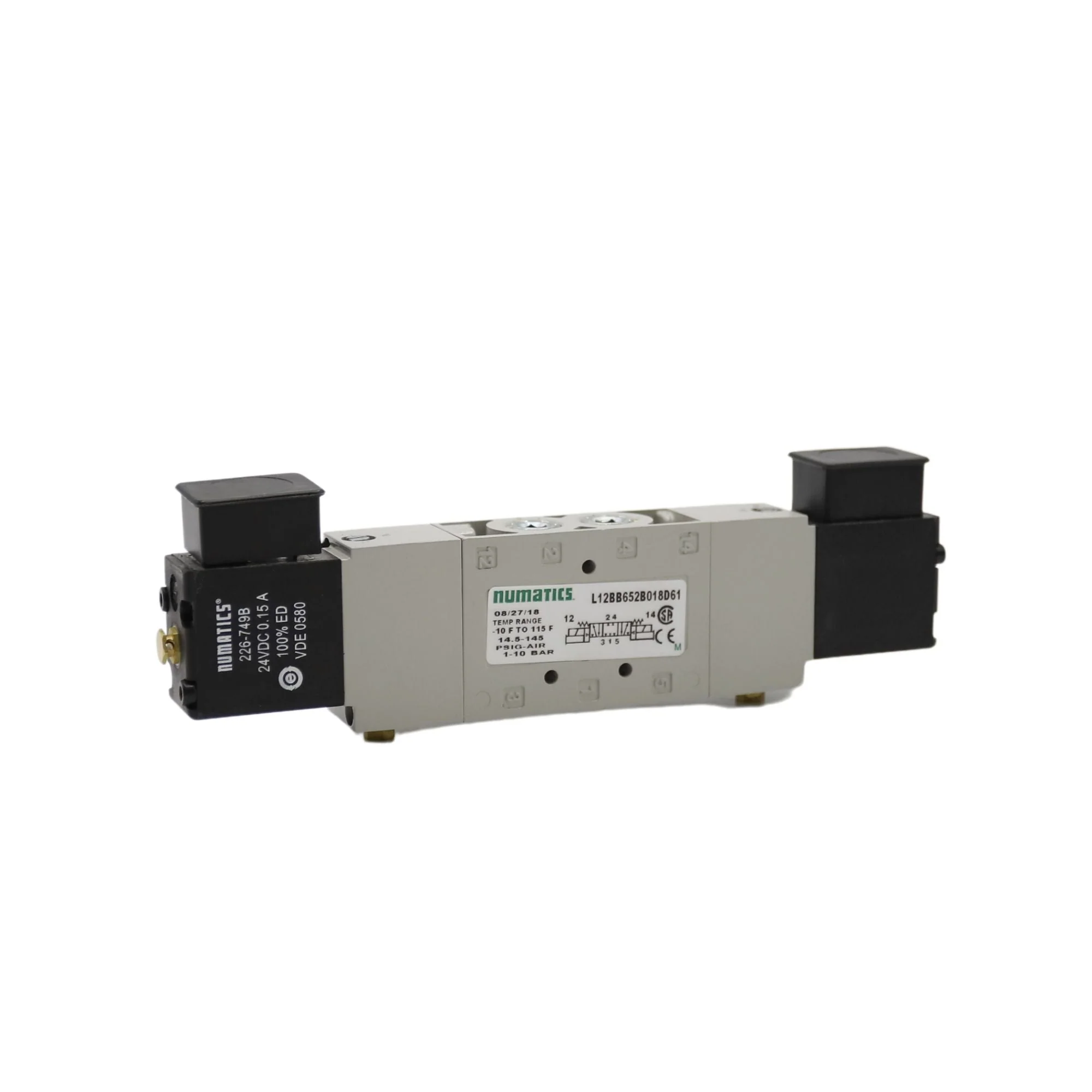 Numatics | Aventics Solenoid Pilot Valve L1 Series Valve 1/4 in, 5/3 Closed | L12BB652B018D61