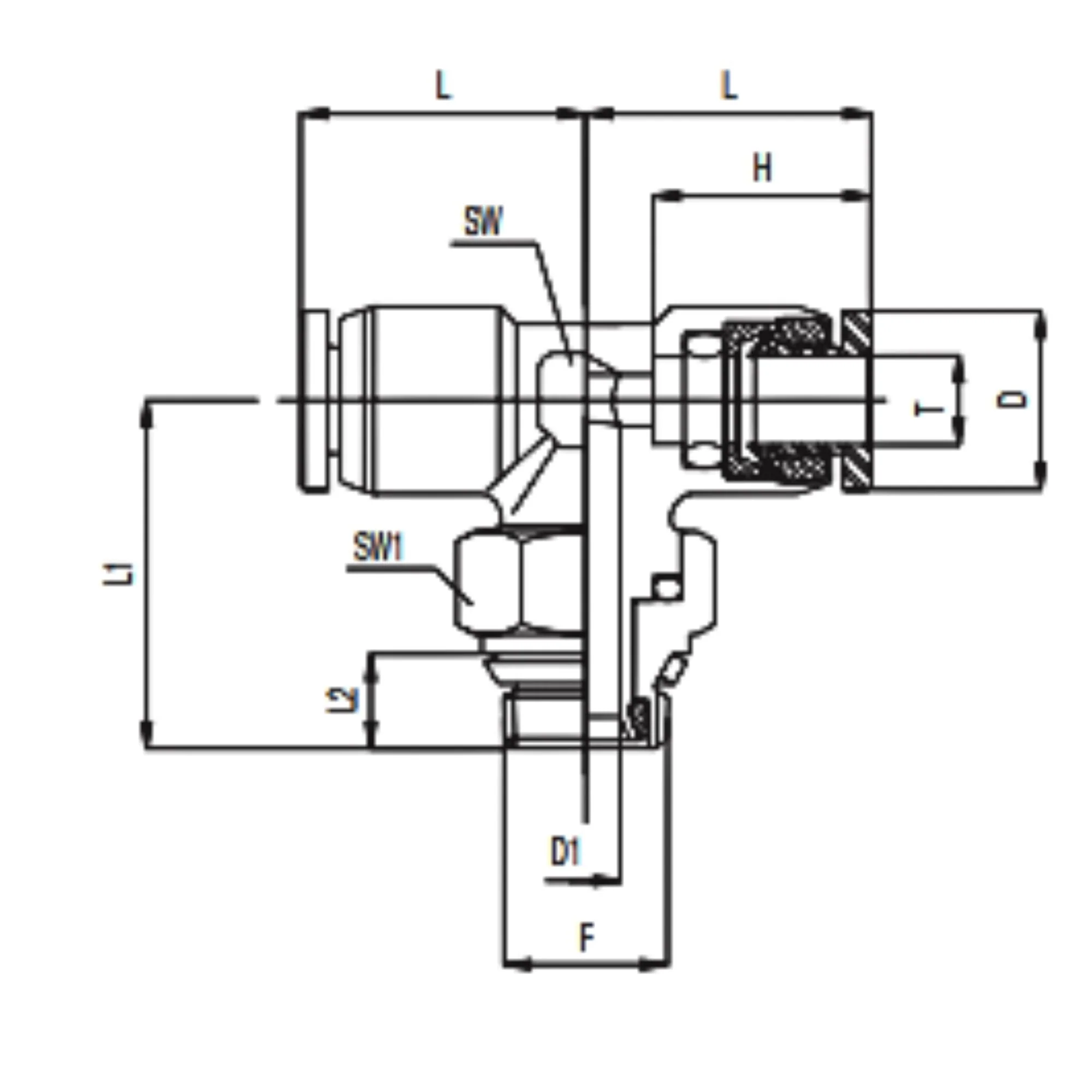 Numatics | Aventics NP Brass Flow Control 12mm X 3/8 in MNPT swivel branch tee | NWB114-012-002 - Image 3