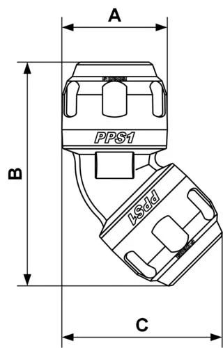 Prevost | 45 degree - 1-1/4" Aluminum equal female elbow fitting | PPS1 4C32 - Image 2