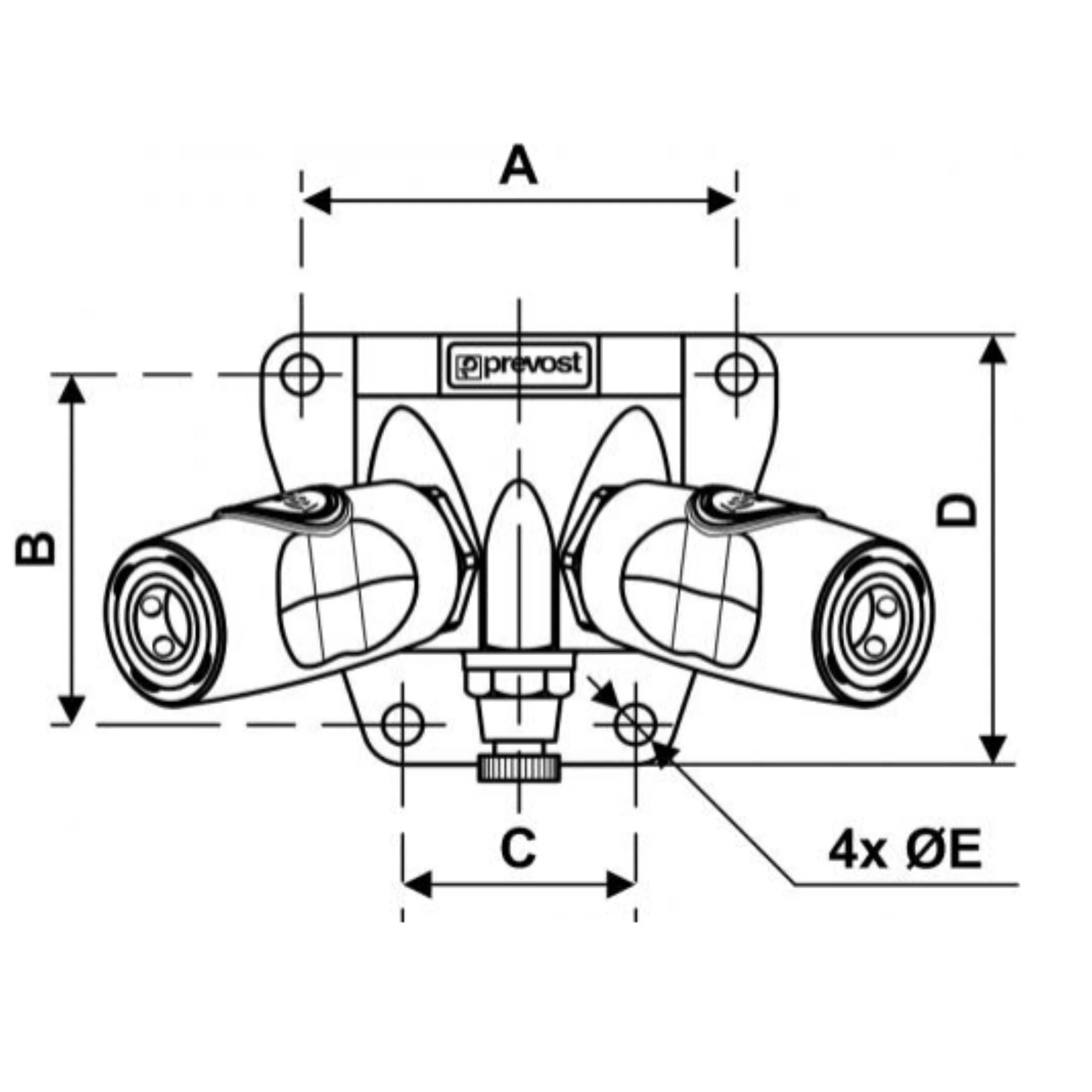 Prevost | Female thread double wall manifold - 2 couplers and drain - 1/4 in Industrial Interchange | ISI 068203WK - Image 2