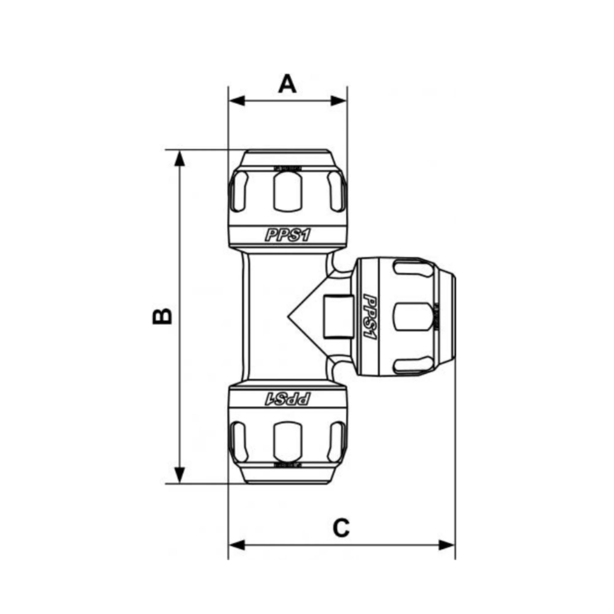 Prevost | 1 in Aluminum equal female tee fitting for pipe | PPS1 TE25 - Image 2