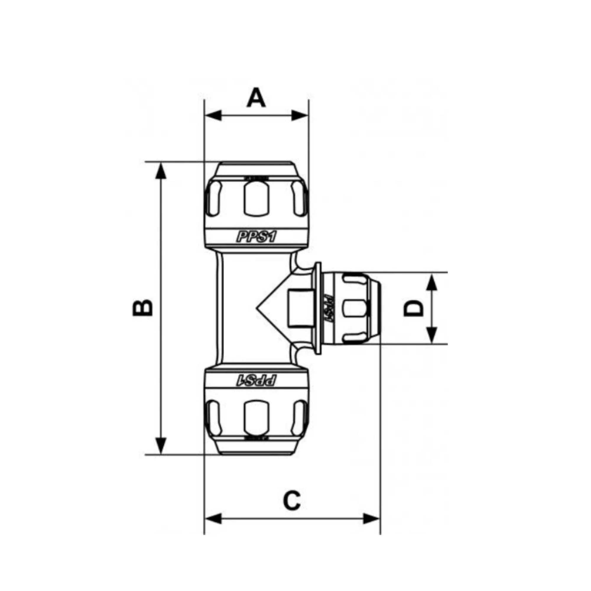 Prevost | 1/2 in Aluminum reducing branch tee for pipe | PPS1 TR2516 - Image 2