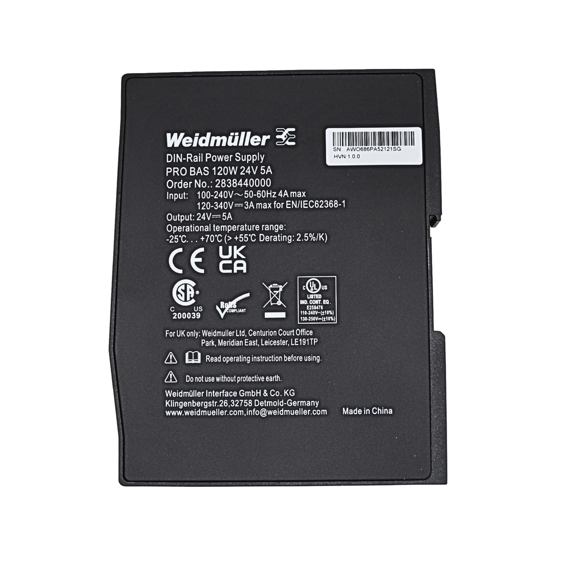 Weidmuller | PRO BAS 120W 24V 5A Power Supply | 2838440000 - Image 2