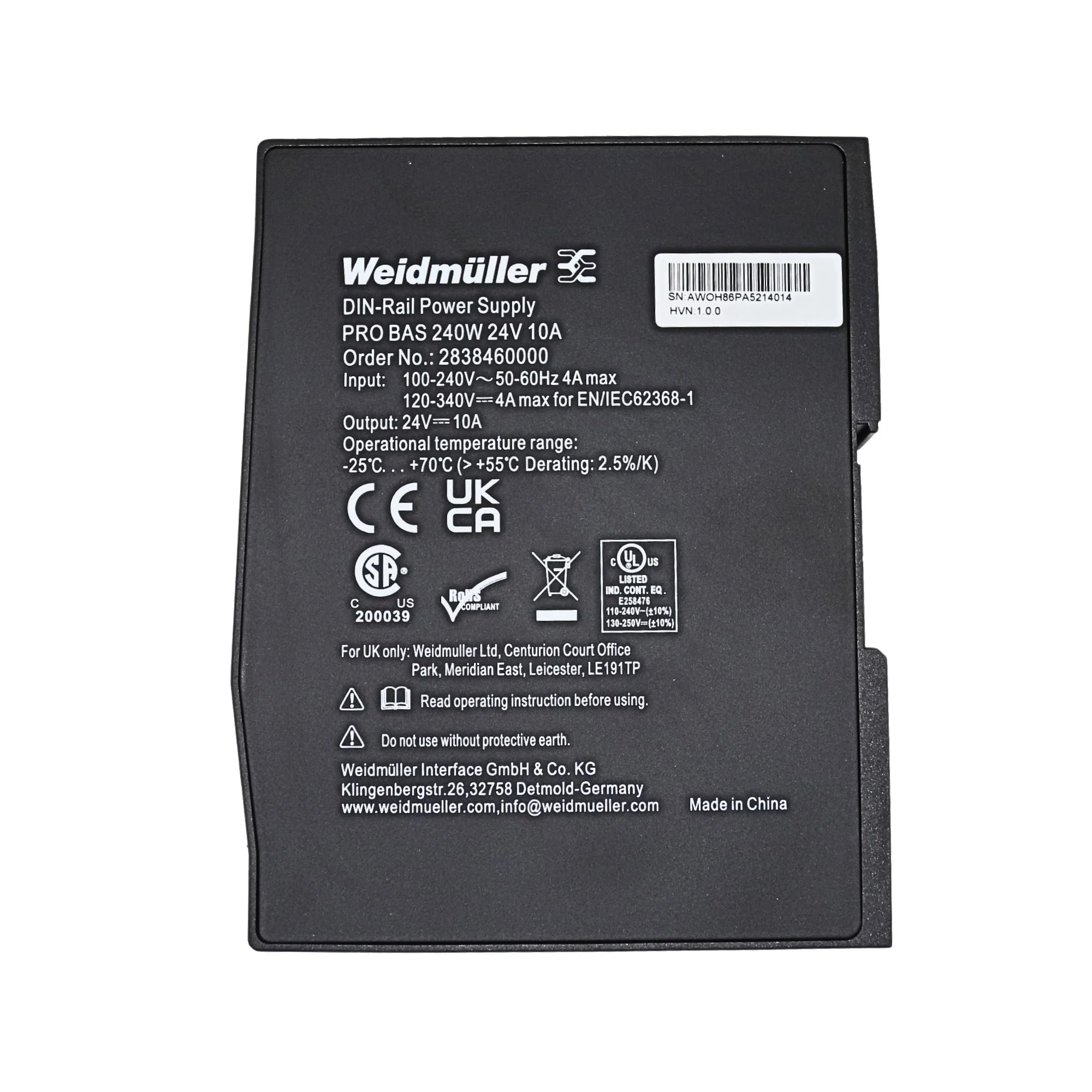 Weidmuller | PRO BAS 240W 24V 10A Power Supply | 2838460000 - Image 2