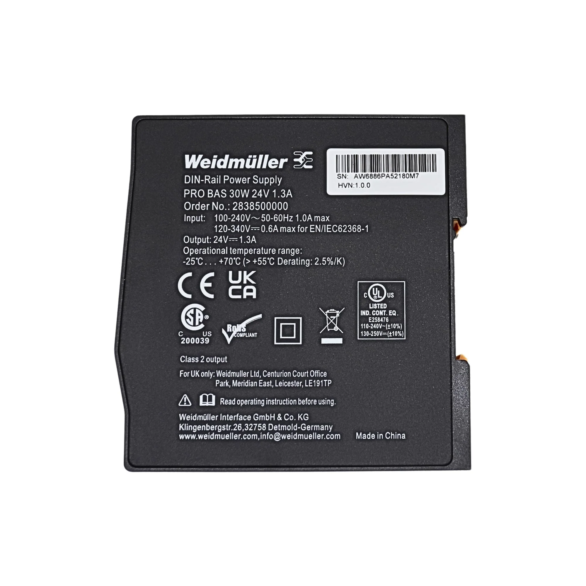 Weidmuller | PRO BAS 30W 24V 1.3A Power Supply | 2838500000 - Image 2