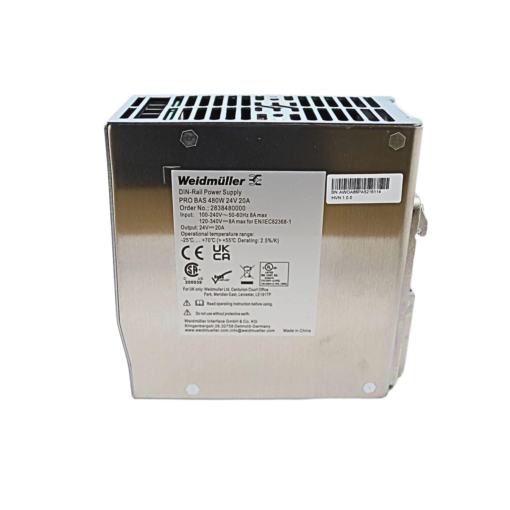 Weidmuller | PRO BAS 480W 24V 20A Power Supply | 2838480000 - Image 2